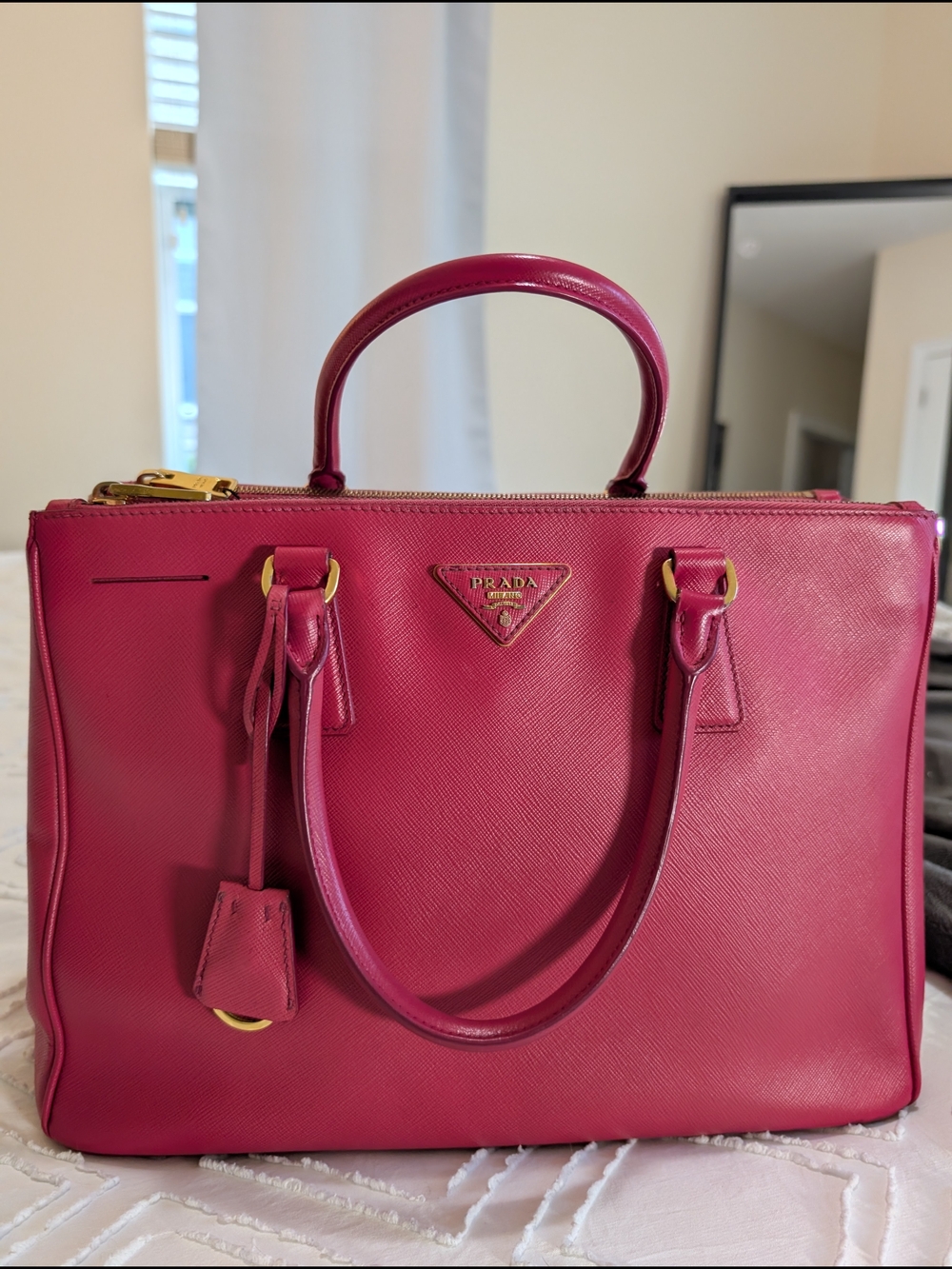 Prada Saffiano Leather Satchel in Magenta - Picture 10 of 12